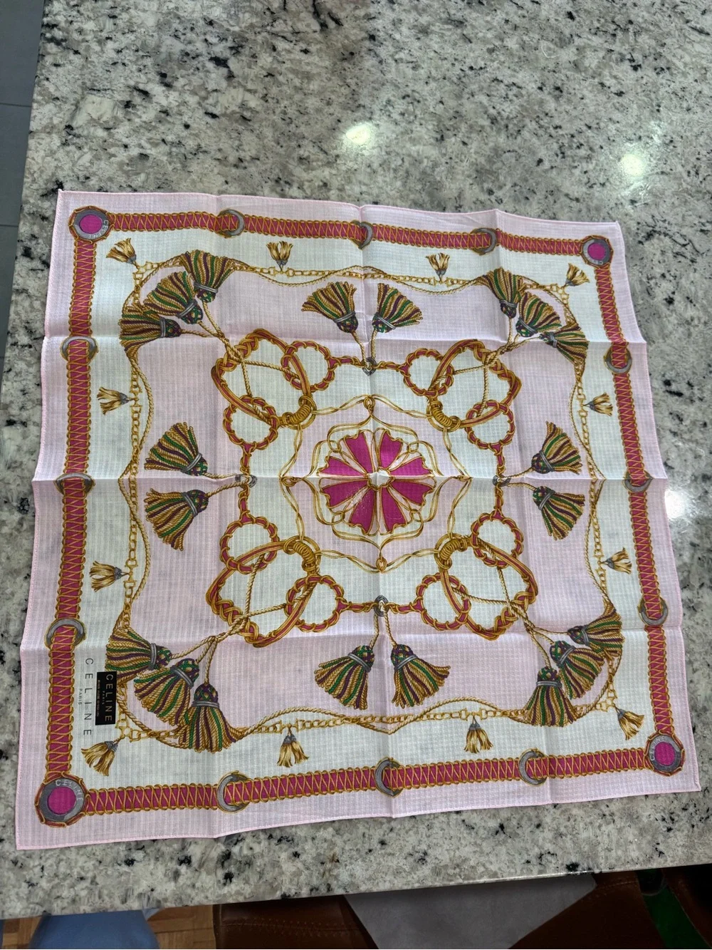 NWT CELINE Vintage Pink Neckerchief Scarf